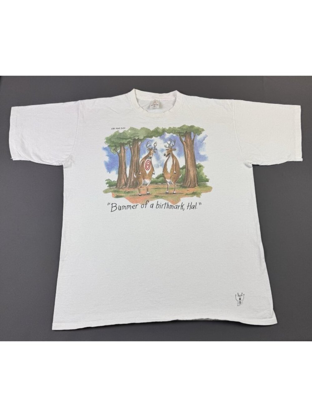 Rare Vintage 90s The Far Side Bummer Of A Birthmark Funny Humor Art White XL Tee